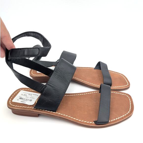 Franco Sarto Tanara Strappy Heeled Sandal Women's Leather Black Size US8 EU39 - Picture 1 of 8